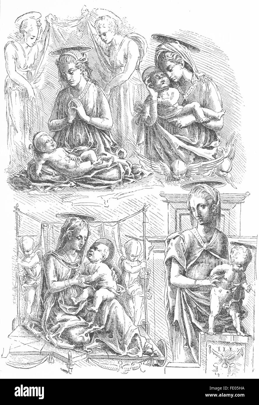 VENICE: Madonnas-Mantegna, Padua, antique print 1880 Stock Photo