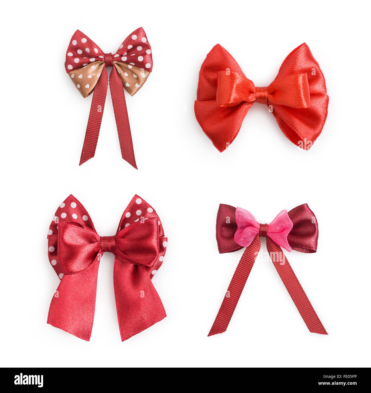 Collection of red ribbon bow isolated on the white background Stock ...