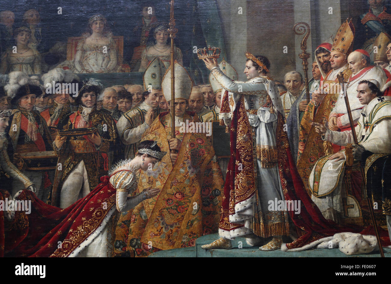 The Coronation of Napoleon(1769-1821) by Jacques-Louis David (1484-1825) in the Cathedral of Notre-Dame, 2 December 1804, Paris. Stock Photo