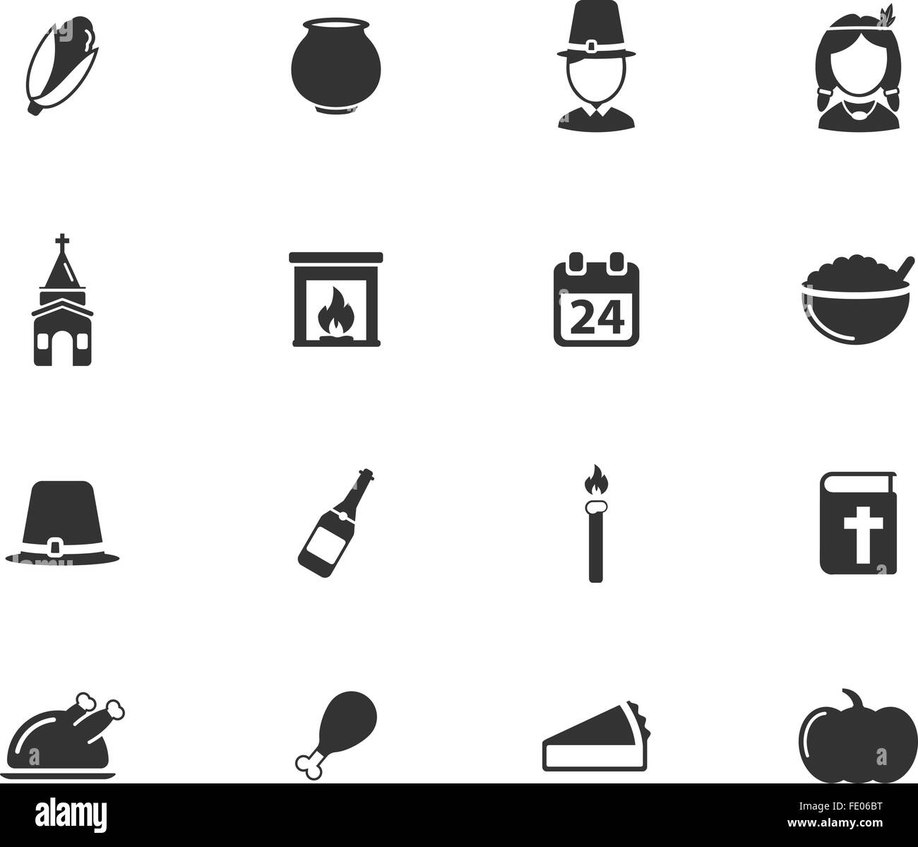 Thanksgiving simply icons Stock Vector