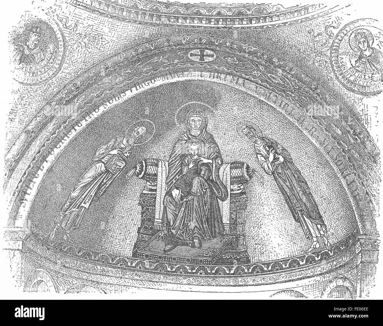 VENICE: Mosaic of 11th century, Atrium St Mark's, antique print 1880 Stock Photo