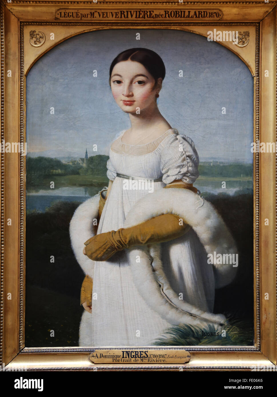 Mademoiselle Caroline Riviere, 1806, by French Neoclassical painter Jean-Auguste-Dominique Ingres (1780-1867). Louvre Museum. Stock Photo