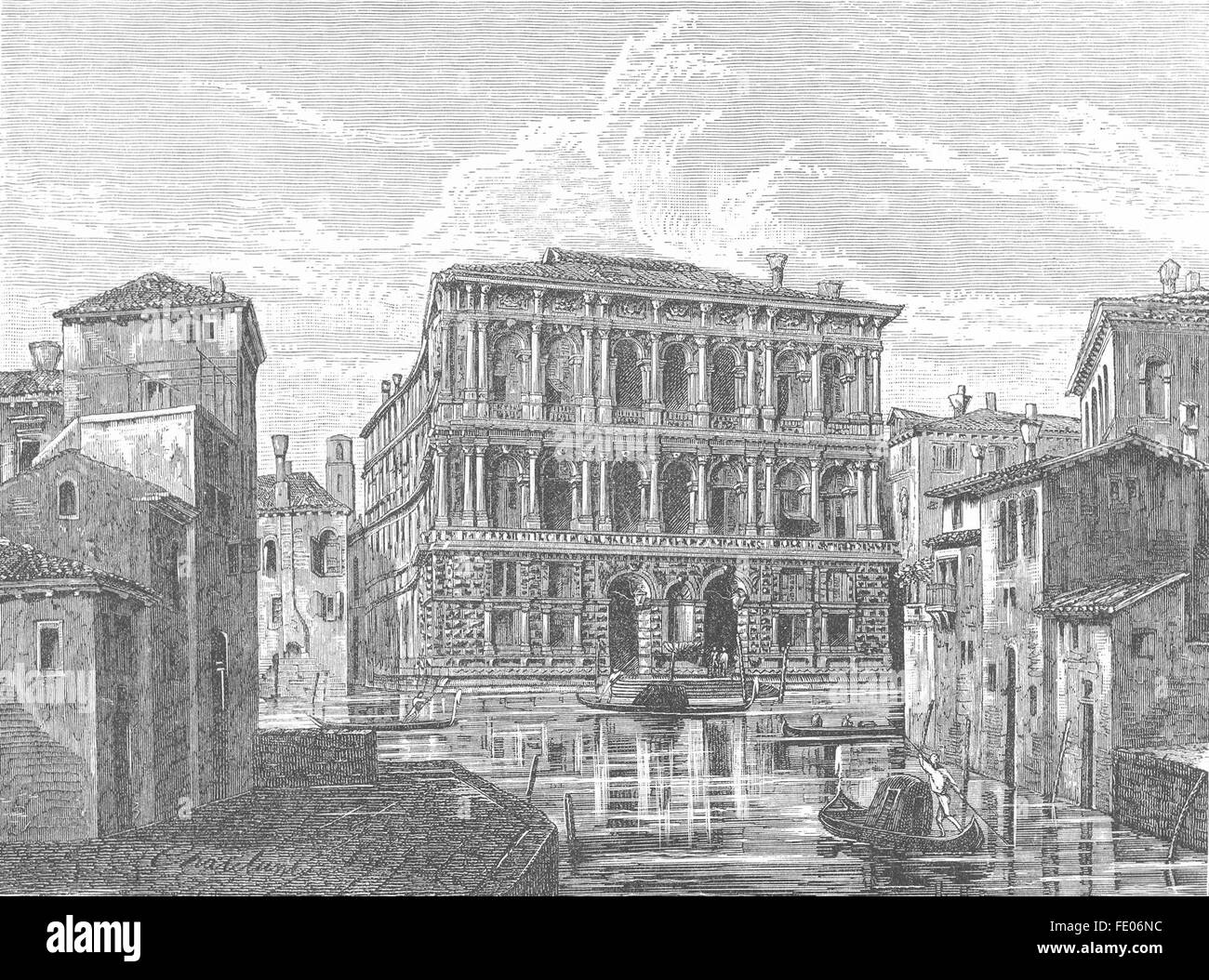 VENICE: The Pesaro Palace-Grand Canal, antique print 1880 Stock Photo