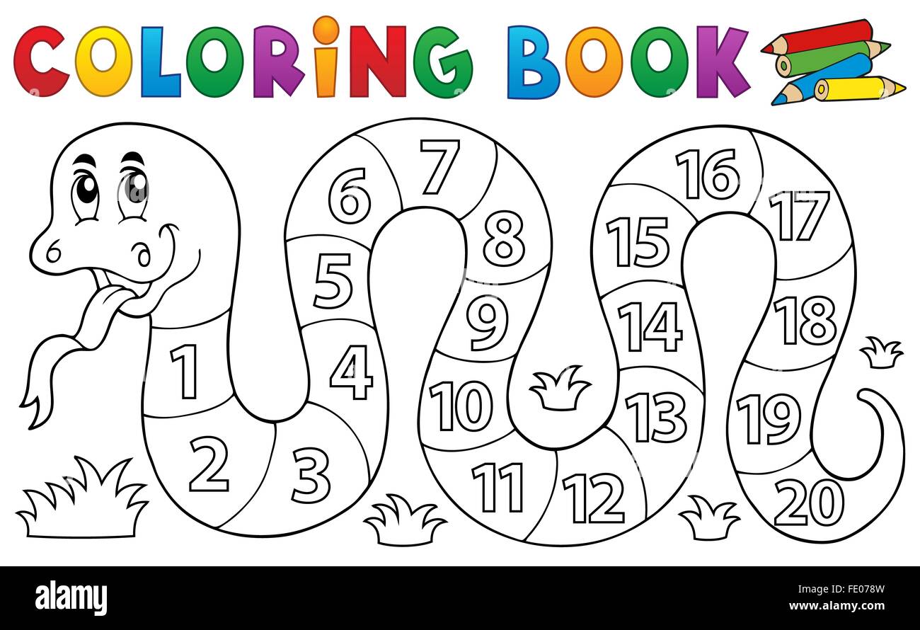 Coloring book snake with numbers theme - picture illustration Stock ...
