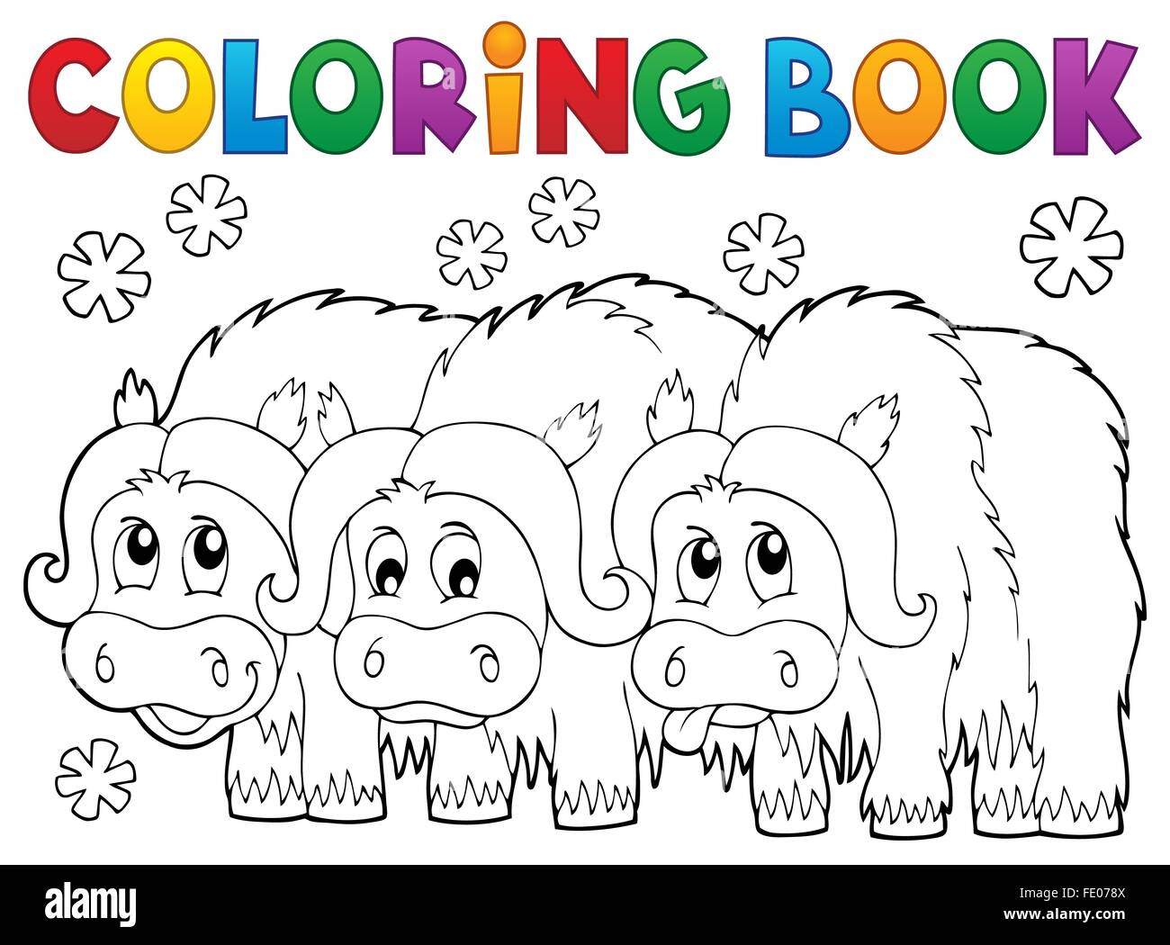 Coloring book with three muskoxen - picture illustration Stock Photo ...