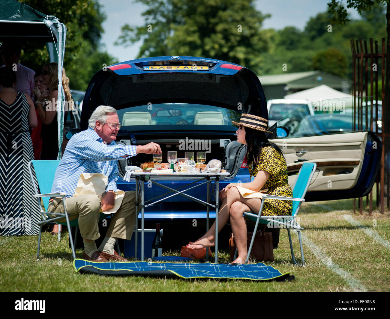Posh picnic at Henley Royal Regatta Stock Photo