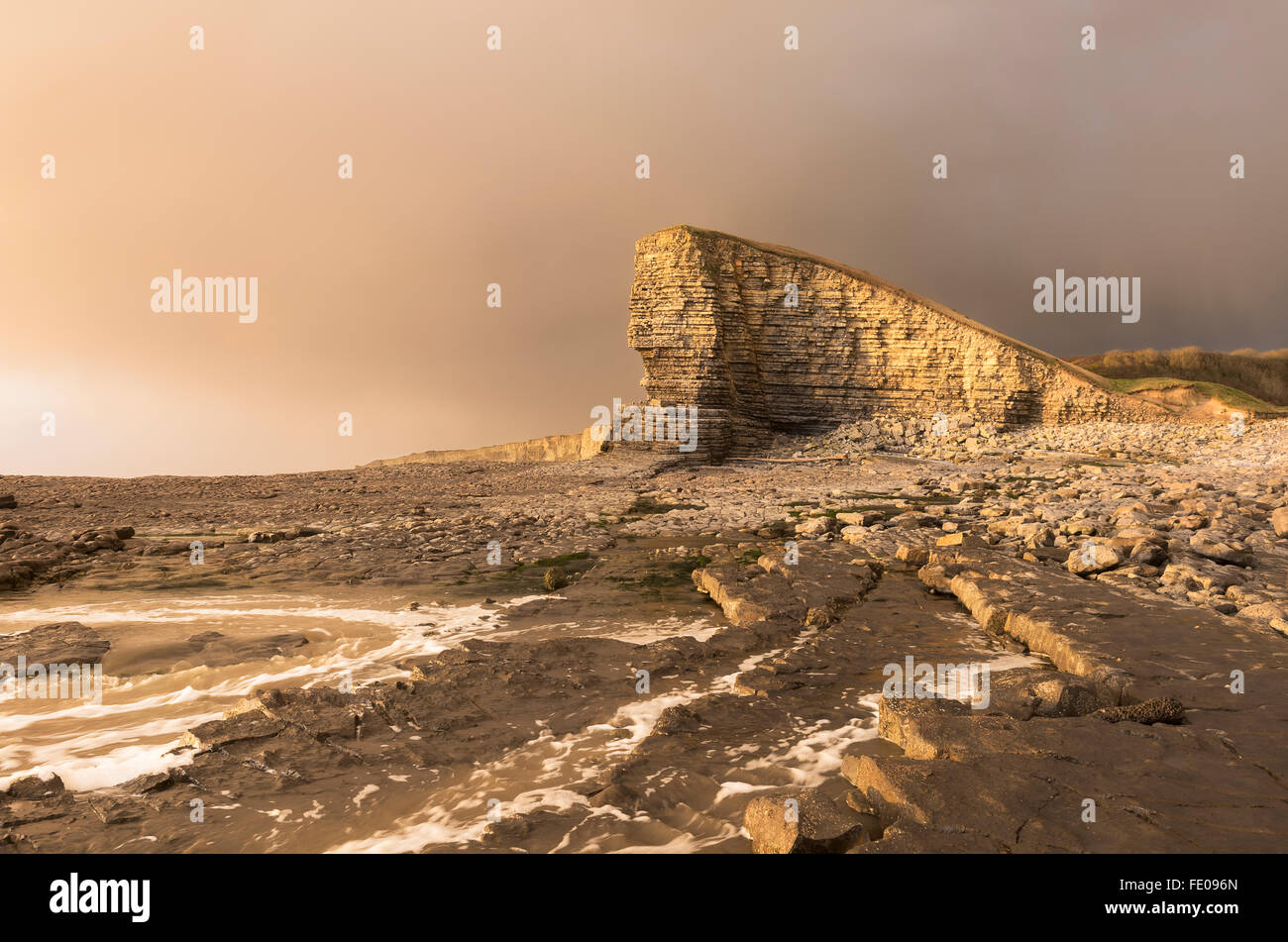 Nash Point with dramatic winter lighting Stock Photo
