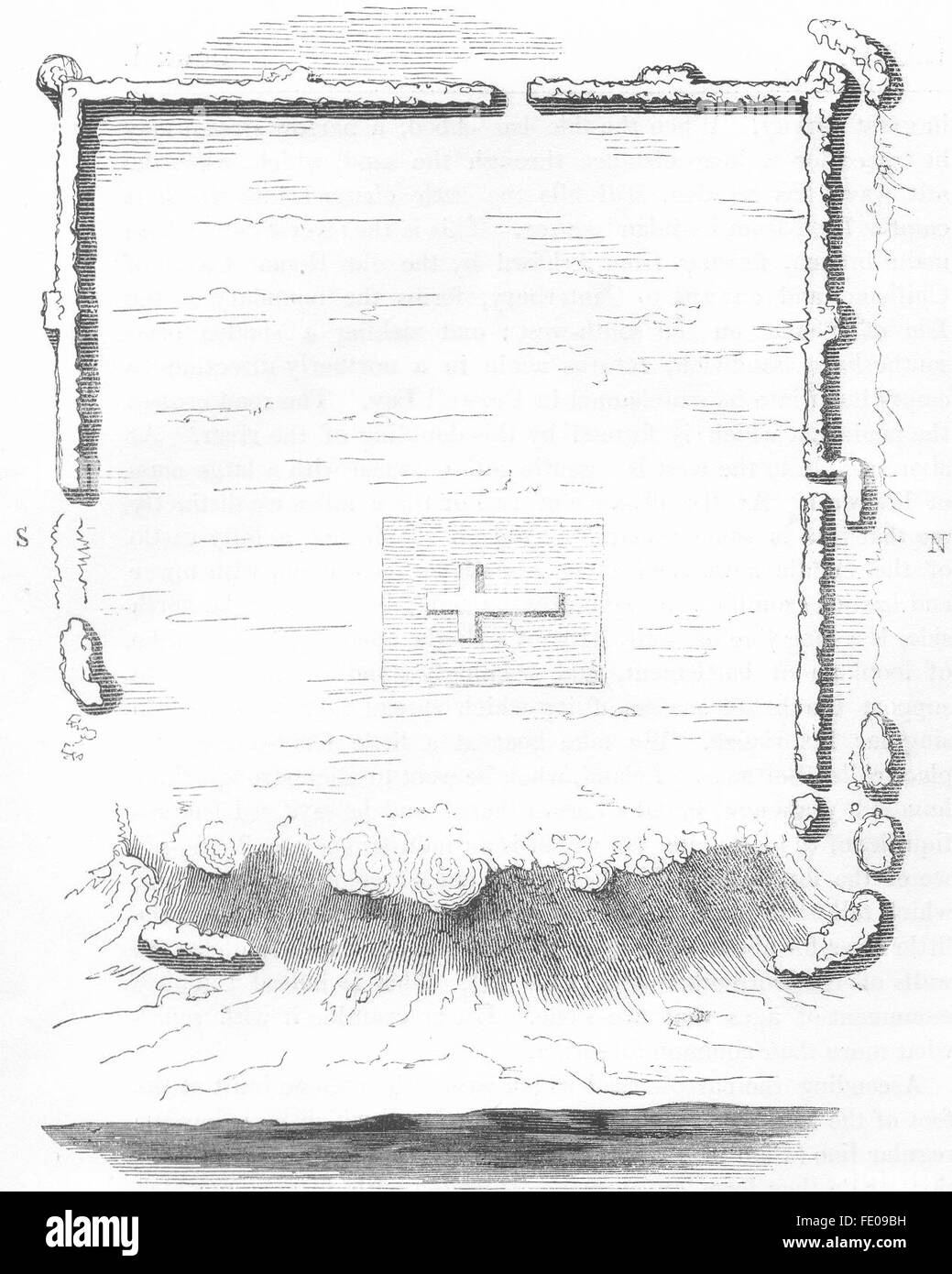 KENT: Plan of Richborough, antique print 1845 Stock Photo