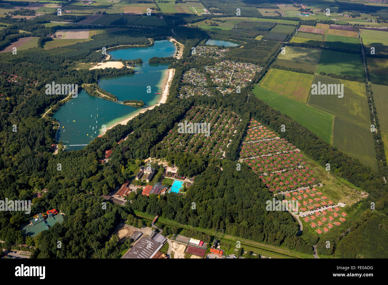 Aerial view, Holiday Centre Dankern Castle with water ski facility, a kart  track, a surfing and diving school, Dankernsee, Haren Stock Photo - Alamy