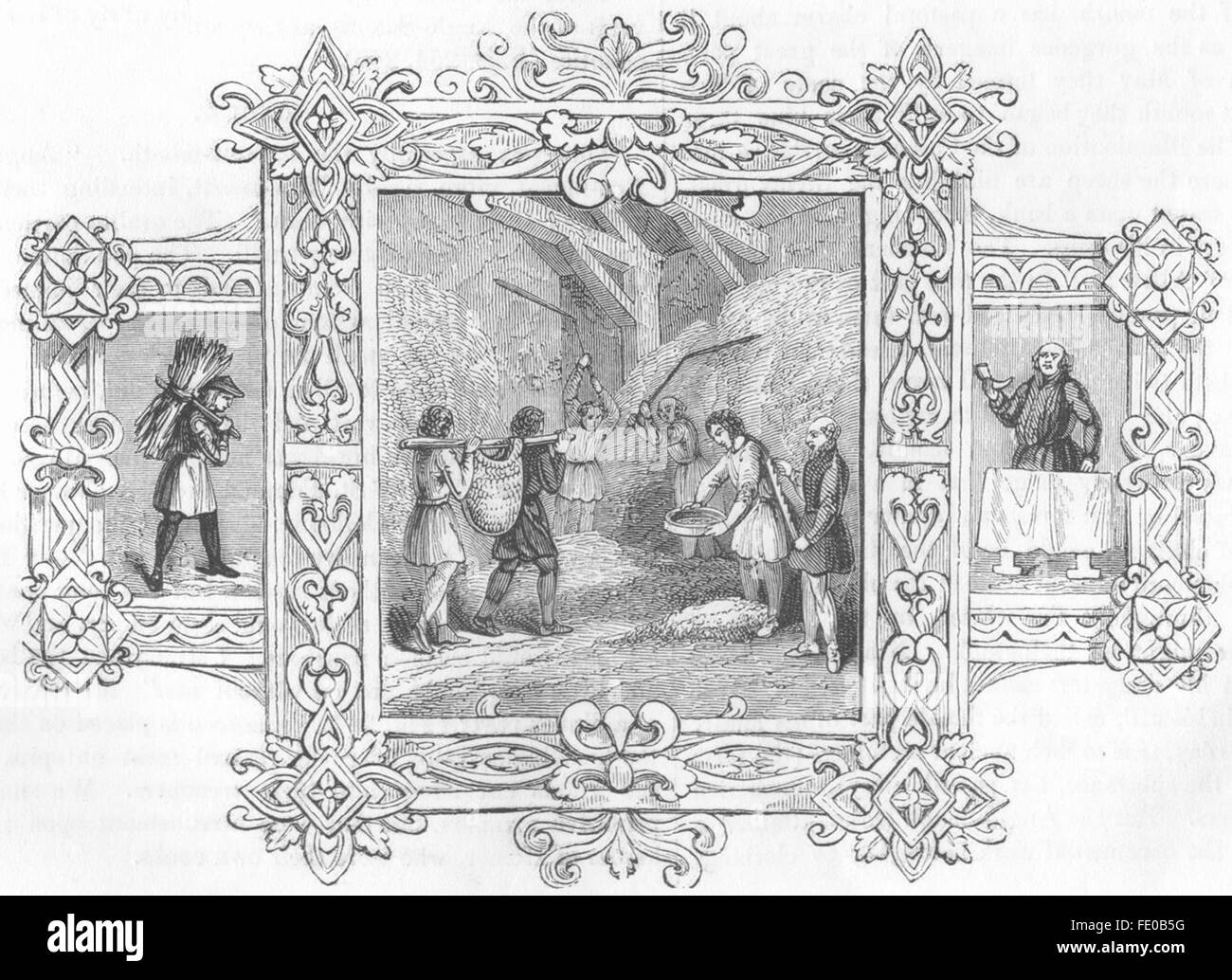 TRIBAL: Saxon Emblems of month, antique print 1845 Stock Photo