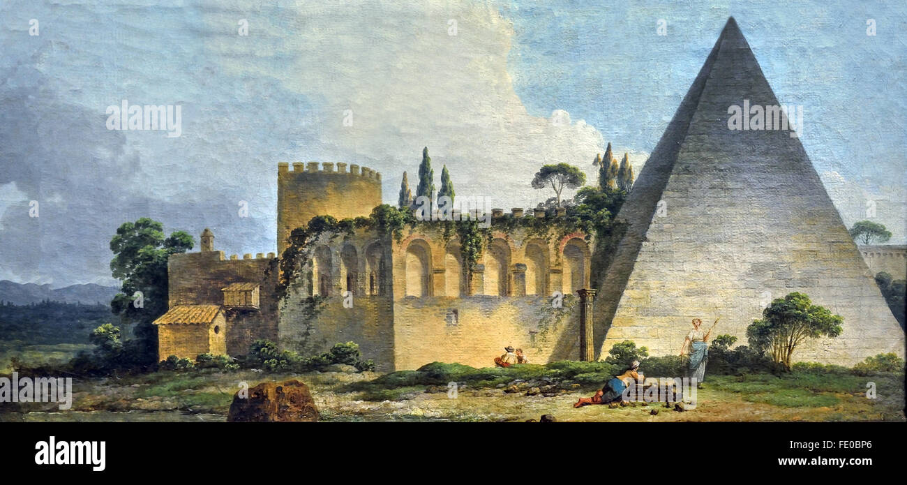 The Pyramid of Cestius in Rome in 1774 Jean Jacques Francois Barbier France French Stock Photo