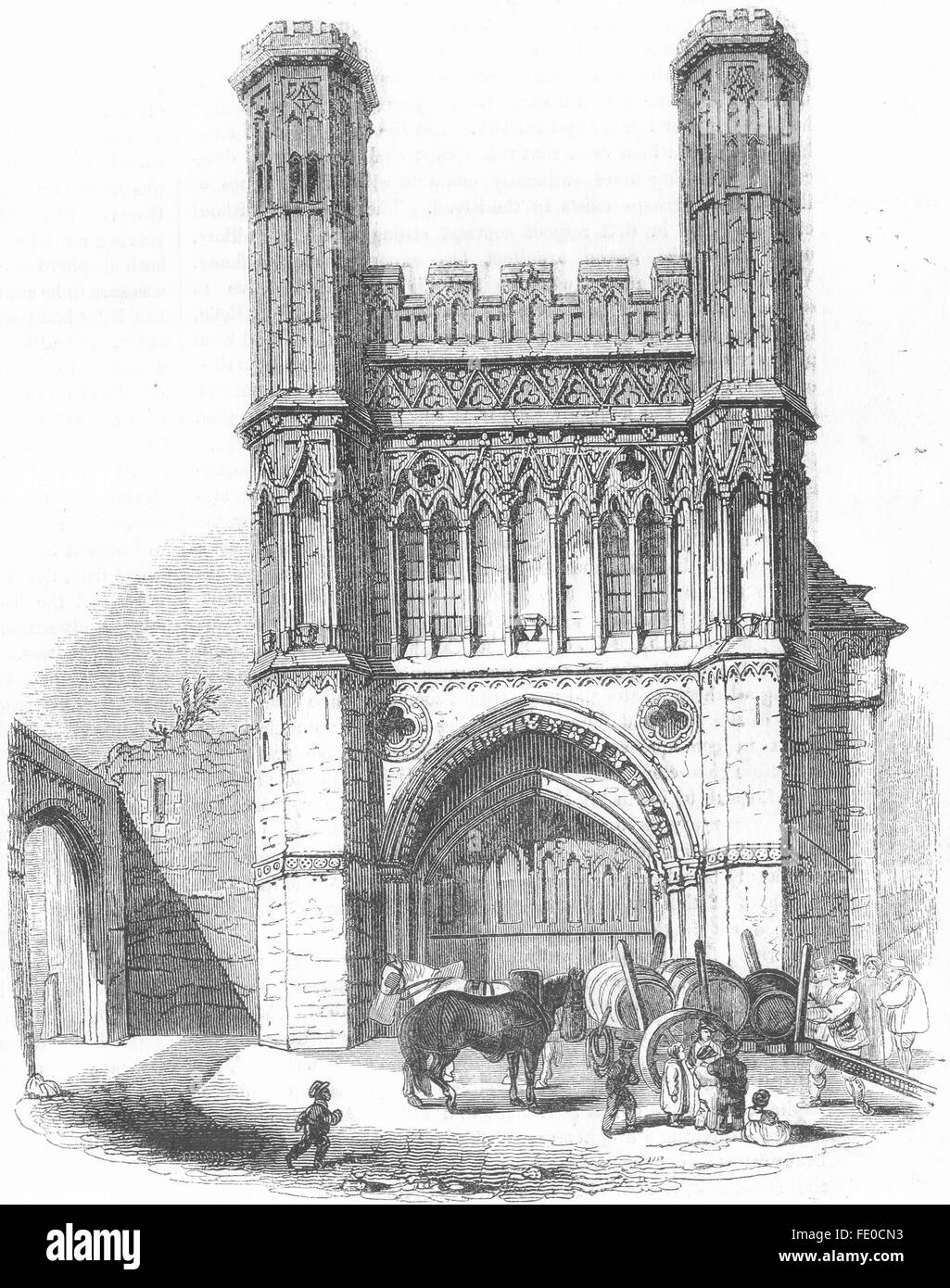 St Augustine's Gate Canterbury DUGDALE 1845 old antique print picture KENT 