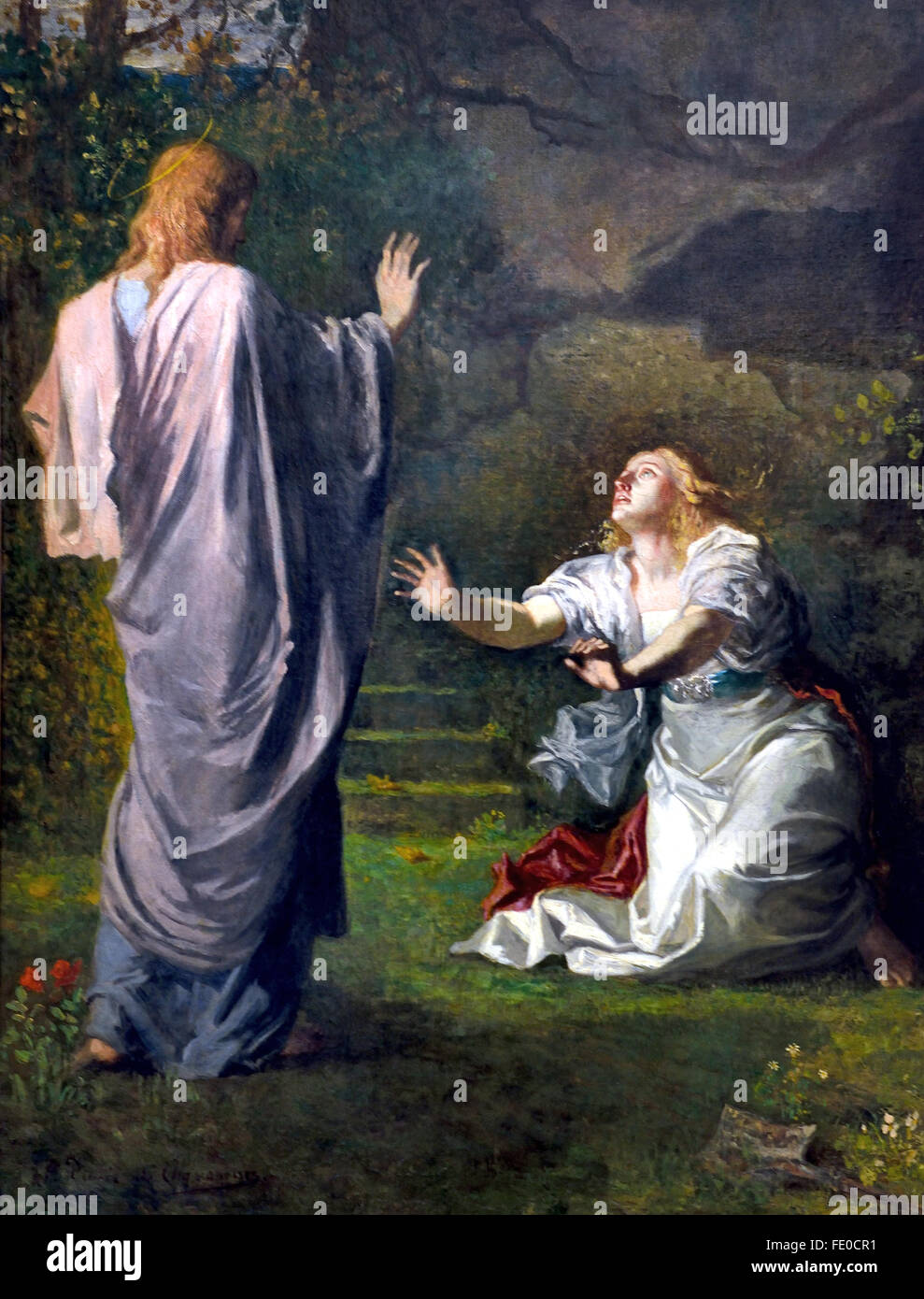 La Madeleine où Noli me tangere 1857 Pierre Puvis de Chavannes 1824-1898 France French ( ( Noli me tangere, meaning 'touch me not' or 'don't tread on me'Latin version of words spoken, according to John 20:17, by Jesus to Mary Magdalene when she recognized him after his resurrection ) Stock Photo