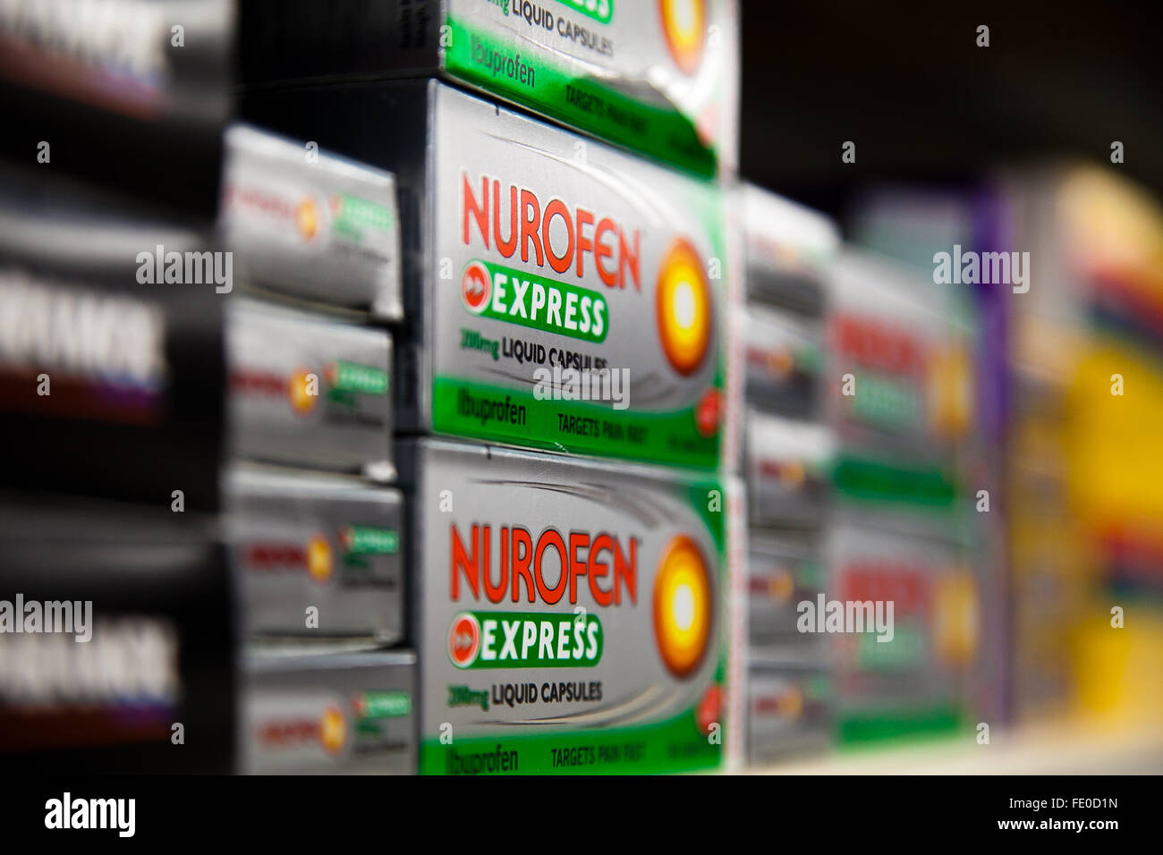 14th December 2015 -- An Australian court has ordered products in the Nurofen pain relief range off the shelves. Stock Photo