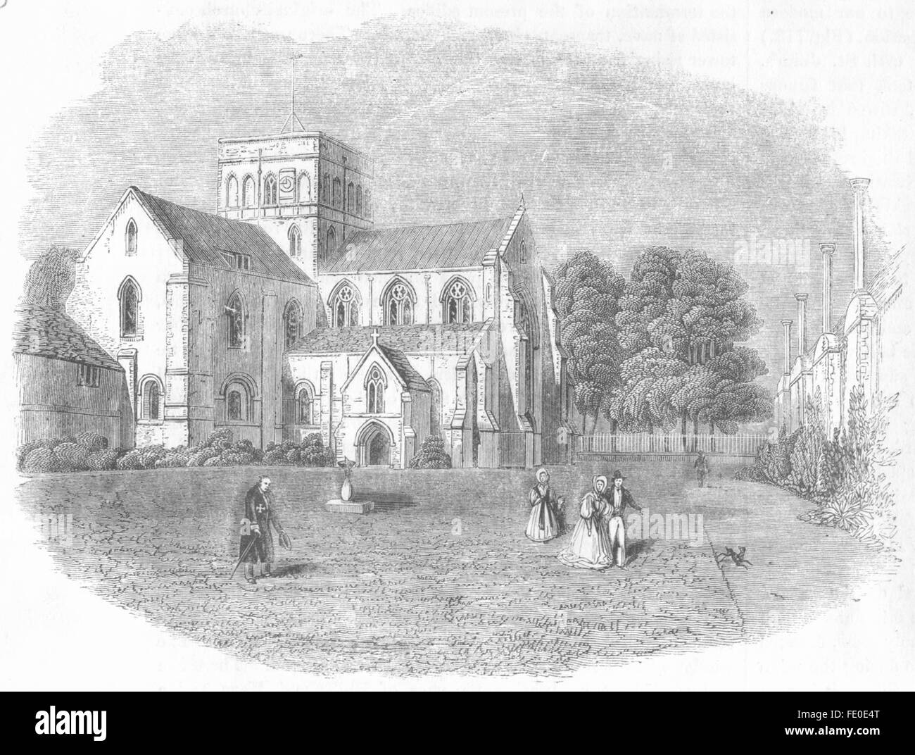 HANTS: St Cross, near Winchester, antique print 1845 Stock Photo