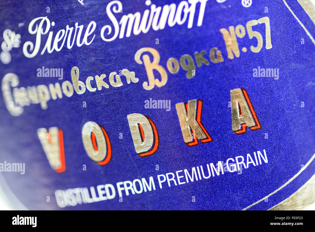 Smirnoff Blue label vodka Stock Photo - Alamy