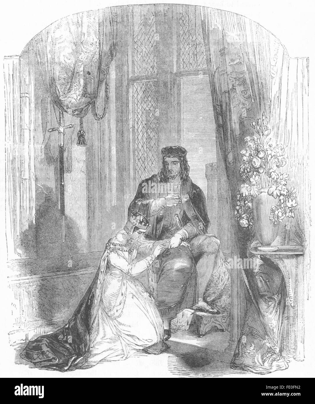 WILTS: Edward III & Countess Salisbury, antique print 1845 Stock Photo