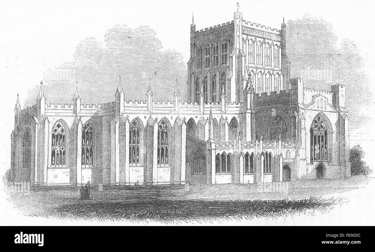 GLOS: Bristol Cathedral, antique print 1845 Stock Photo