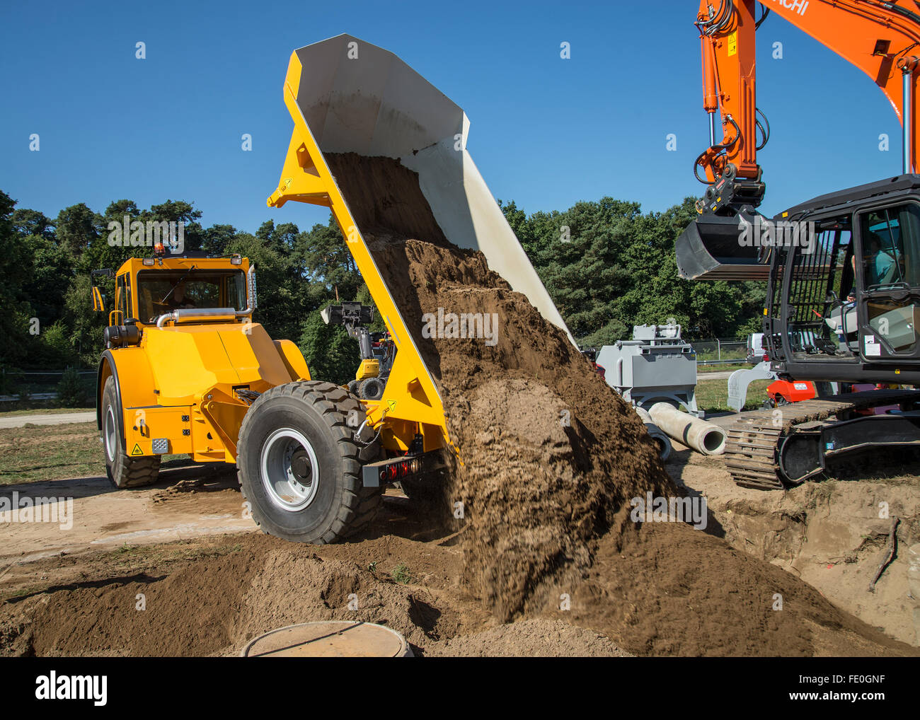 Dumper truck at a construction site Stock Photo
