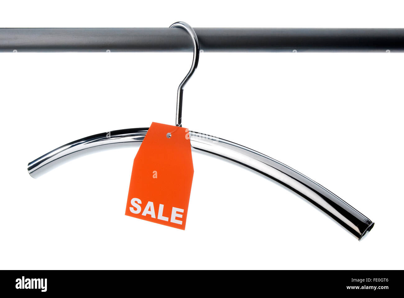 Hangers made of metal with Sale label Stock Photo
