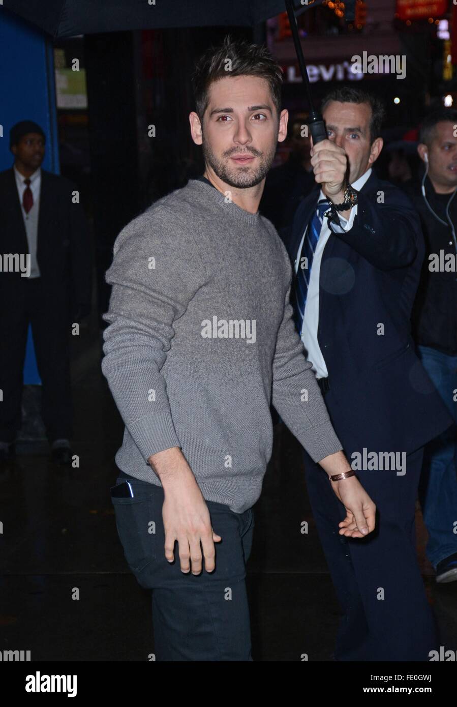 New York, NY, USA. 3rd Feb, 2016. Jean-Luc Bilodeau, at Good Morning  America (GMA) out and about for Celebrity Candids - WED, New York, NY  February 3, 2016. Credit: Everett Collection Inc/Alamy