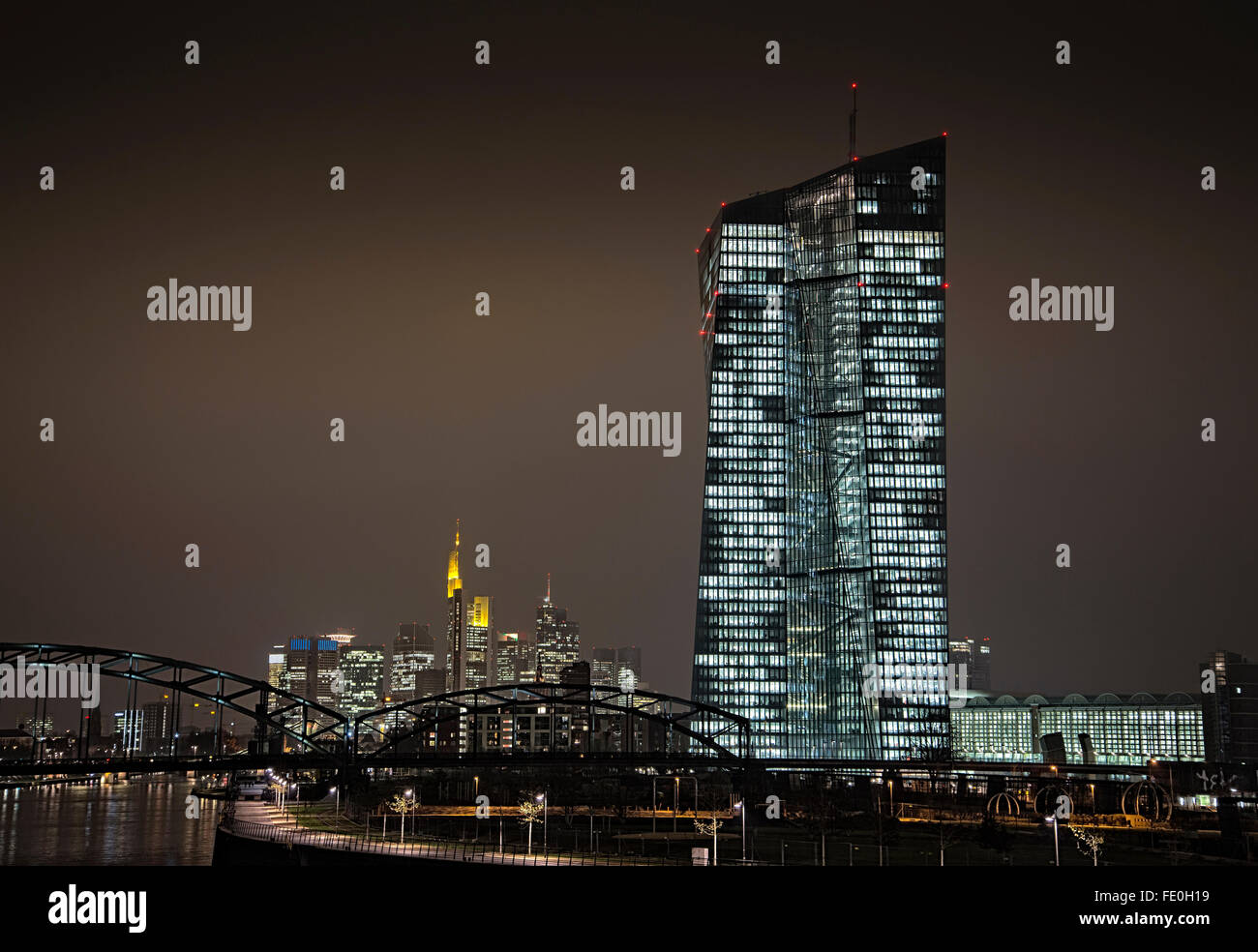 New office building of the European Central Bank (ECB) in Frankfurt. Stock Photo