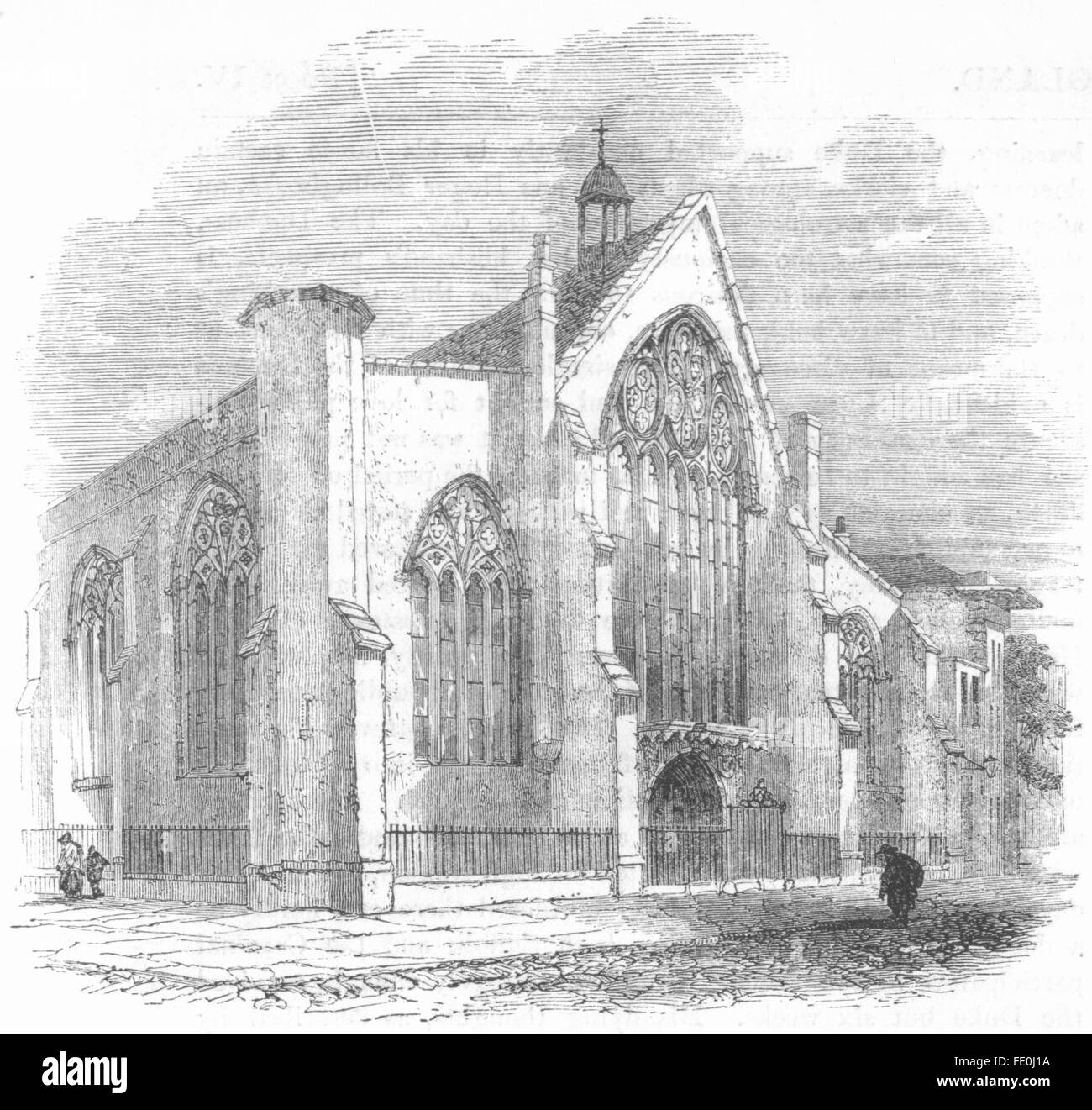 LONDON: Dutch Church, Austin Friars, antique print 1845 Stock Photo