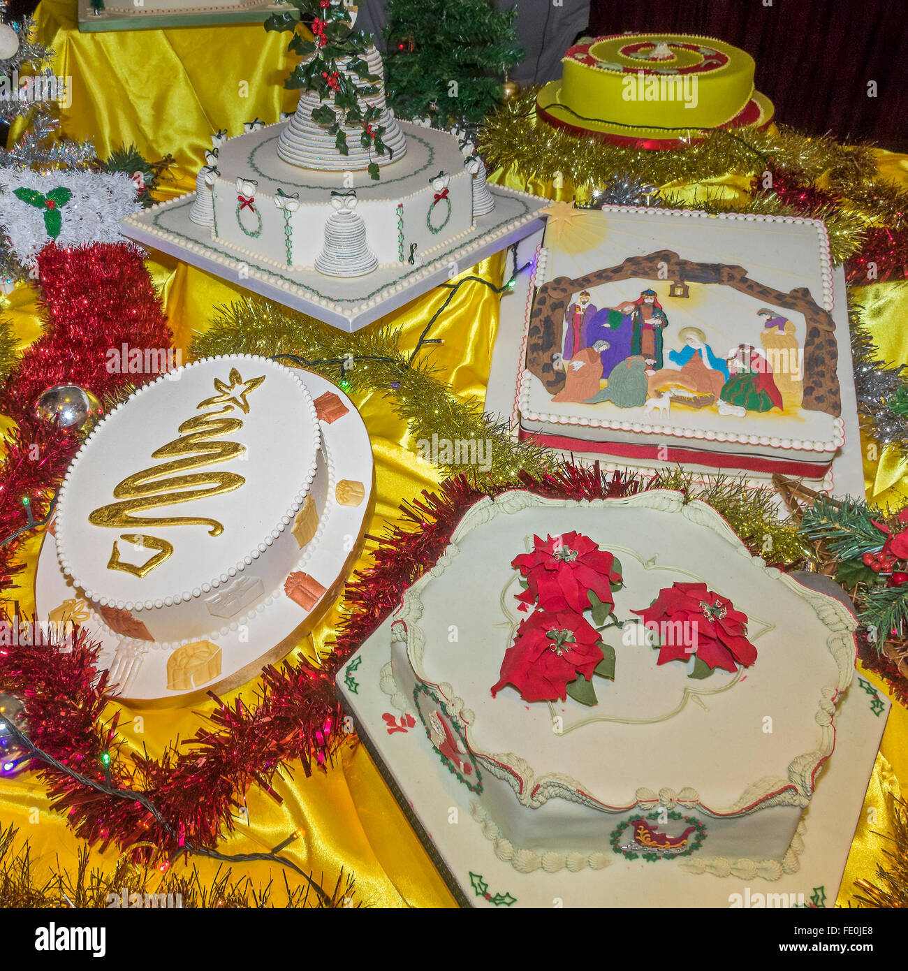 An Assortment Of Christmas Cakes Stock Photo Alamy