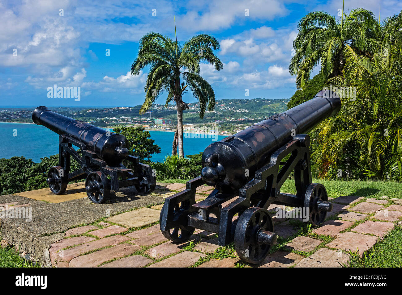 Cannon On The High Ground Fort King George Tobago West Indies Stock Photo