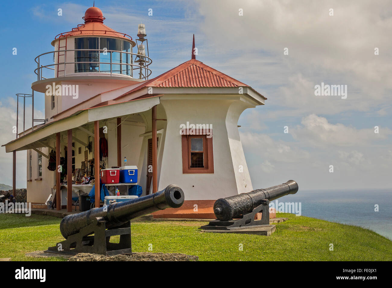 Lighthouse At Fort King George Tobago West Indies Stock Photo