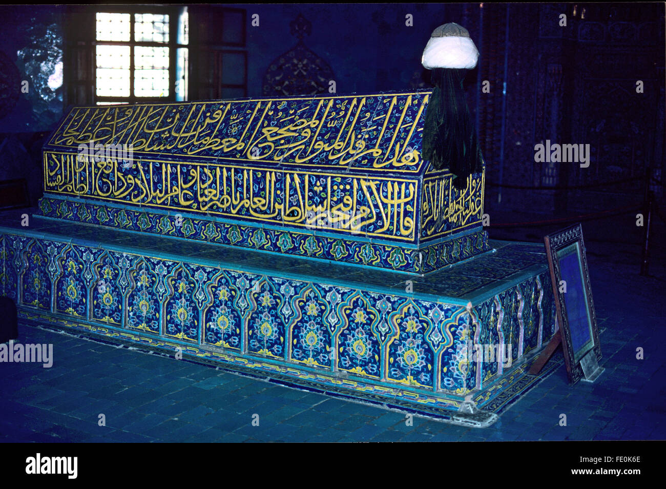 Tomb of the Fifth Ottoman Sultan Mehmet 1 Inside the Green Tomb or Yesil Türbe, built built in 1421, Bursa, Turkey Stock Photo