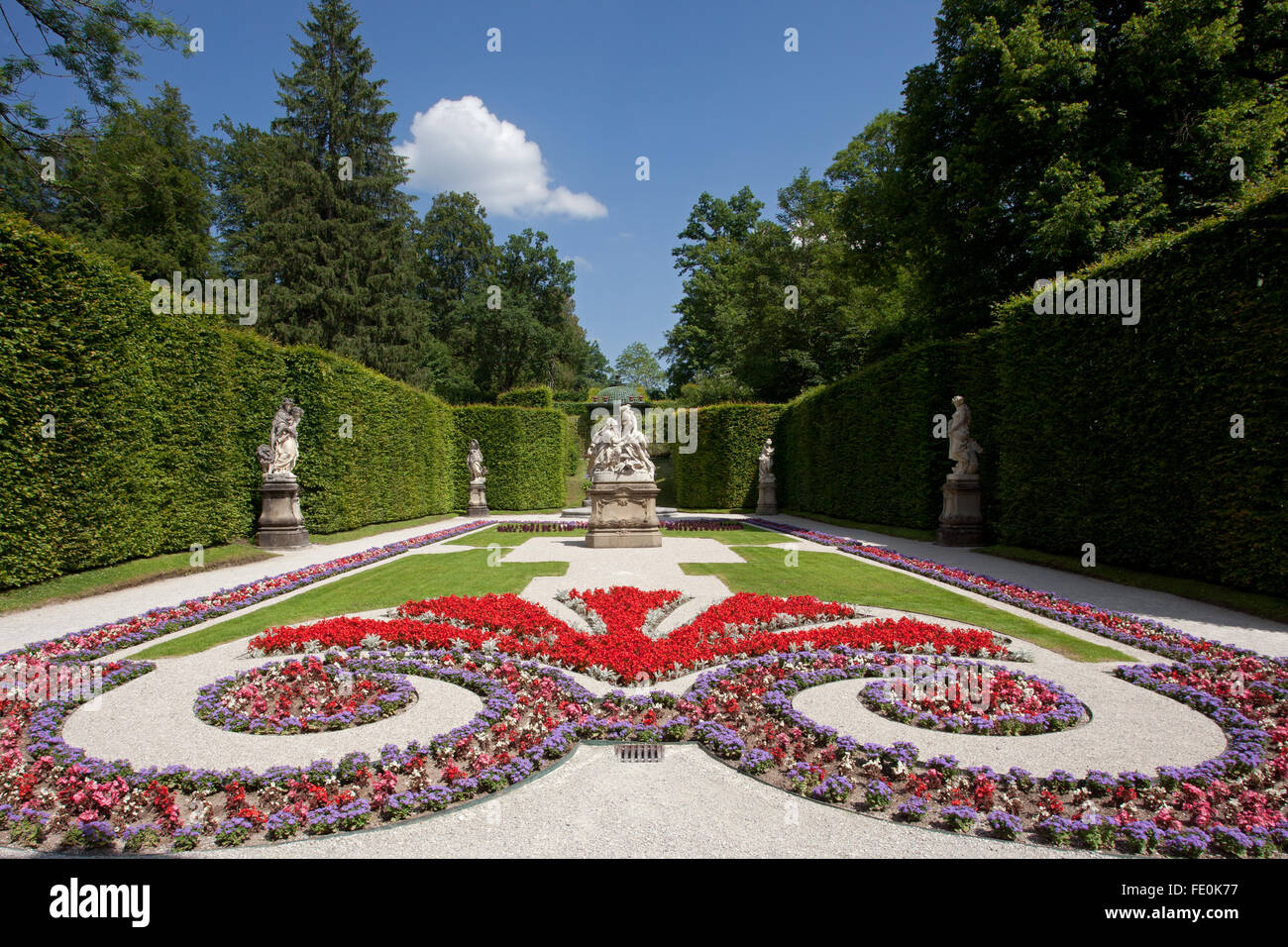 Eastern Parterre: Flowerbeds and Sculptures Stock Photo