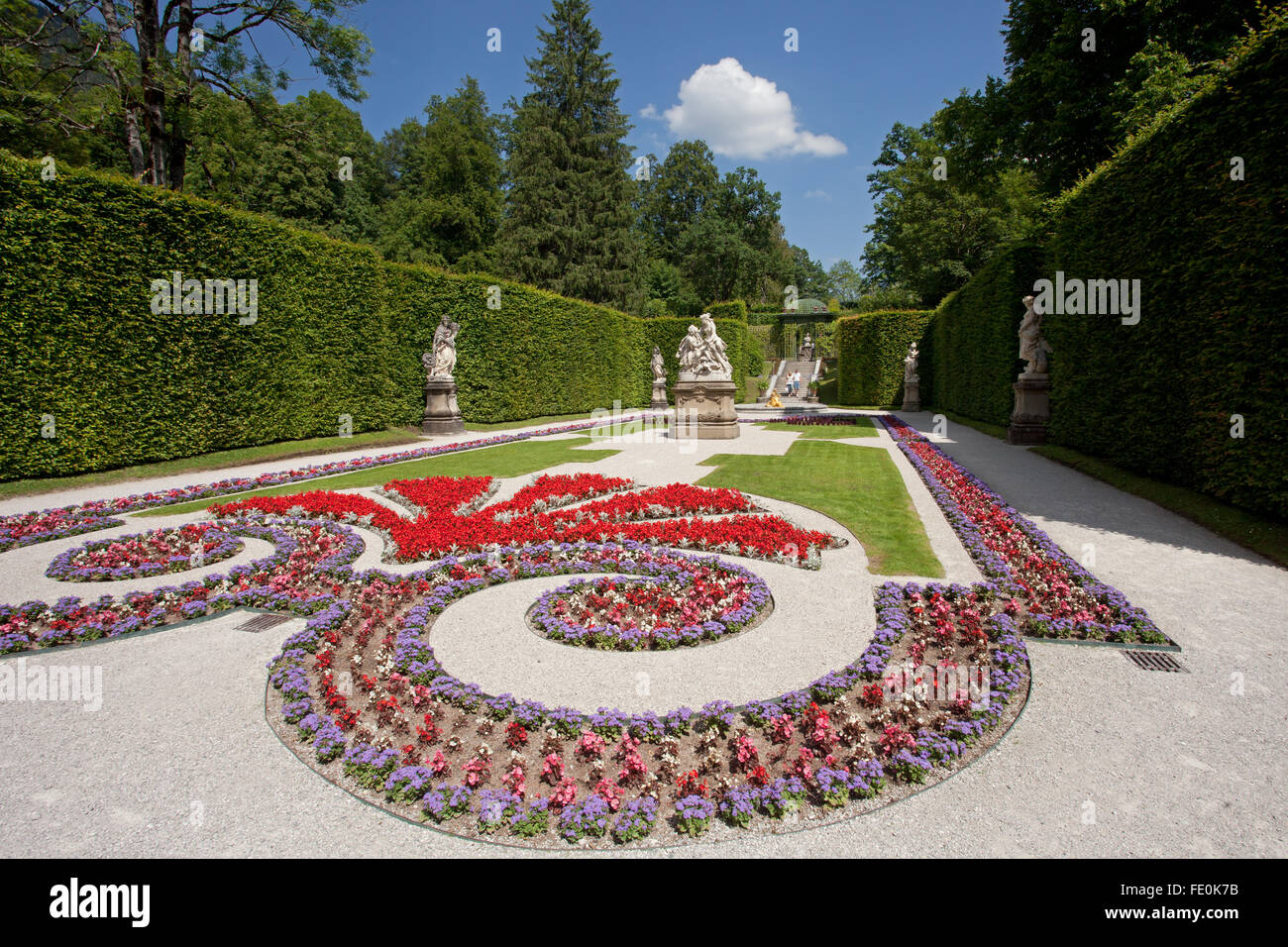 Eastern Parterre: Flowerbeds and Sculptures Stock Photo