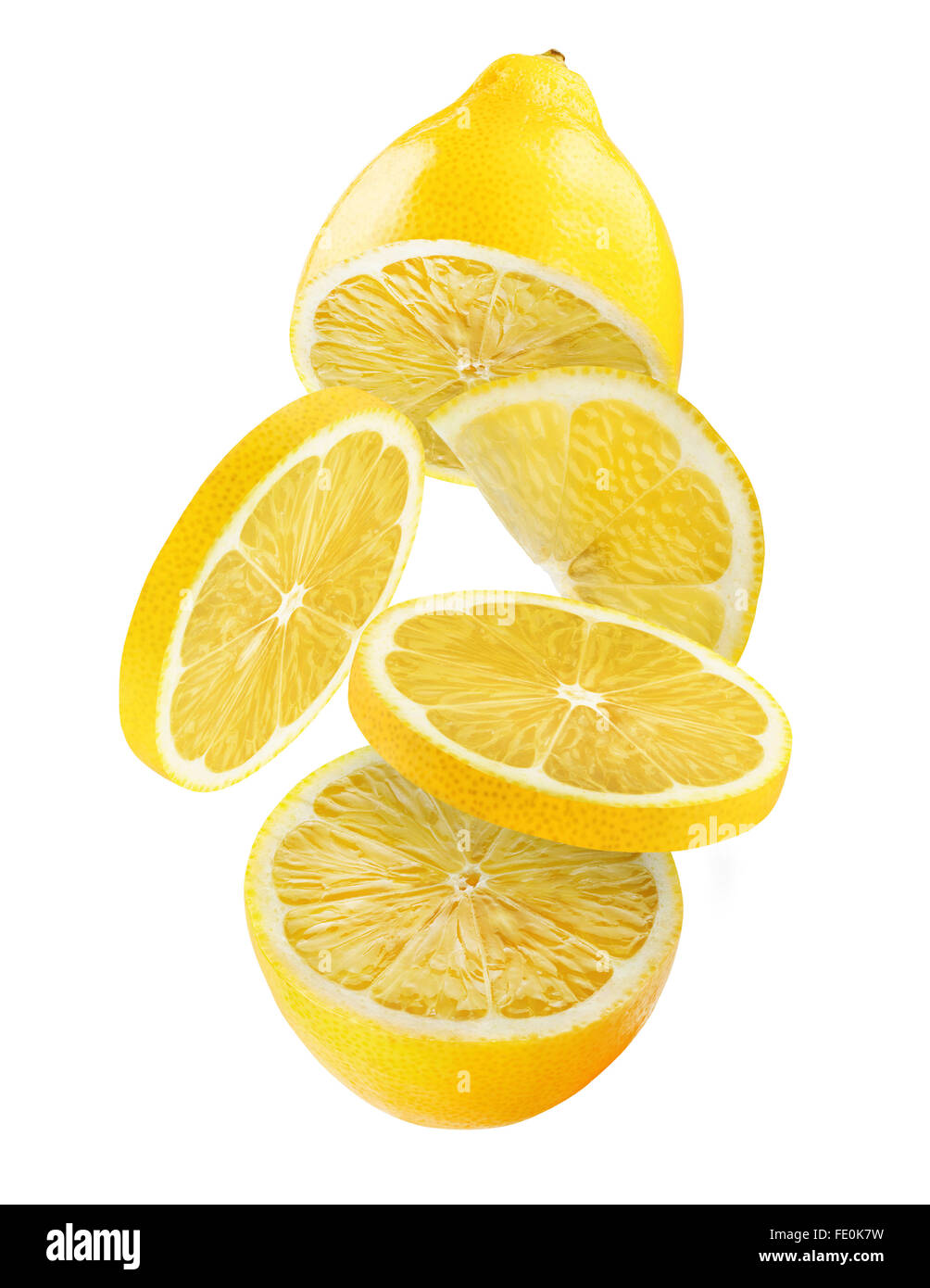 Fresh lemon on white background. Clipping Path Stock Photo
