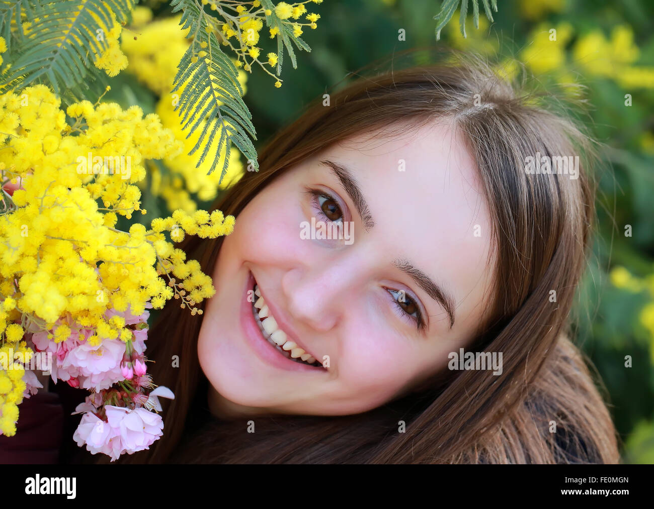 Happy woman in the spring Stock Photo - Alamy