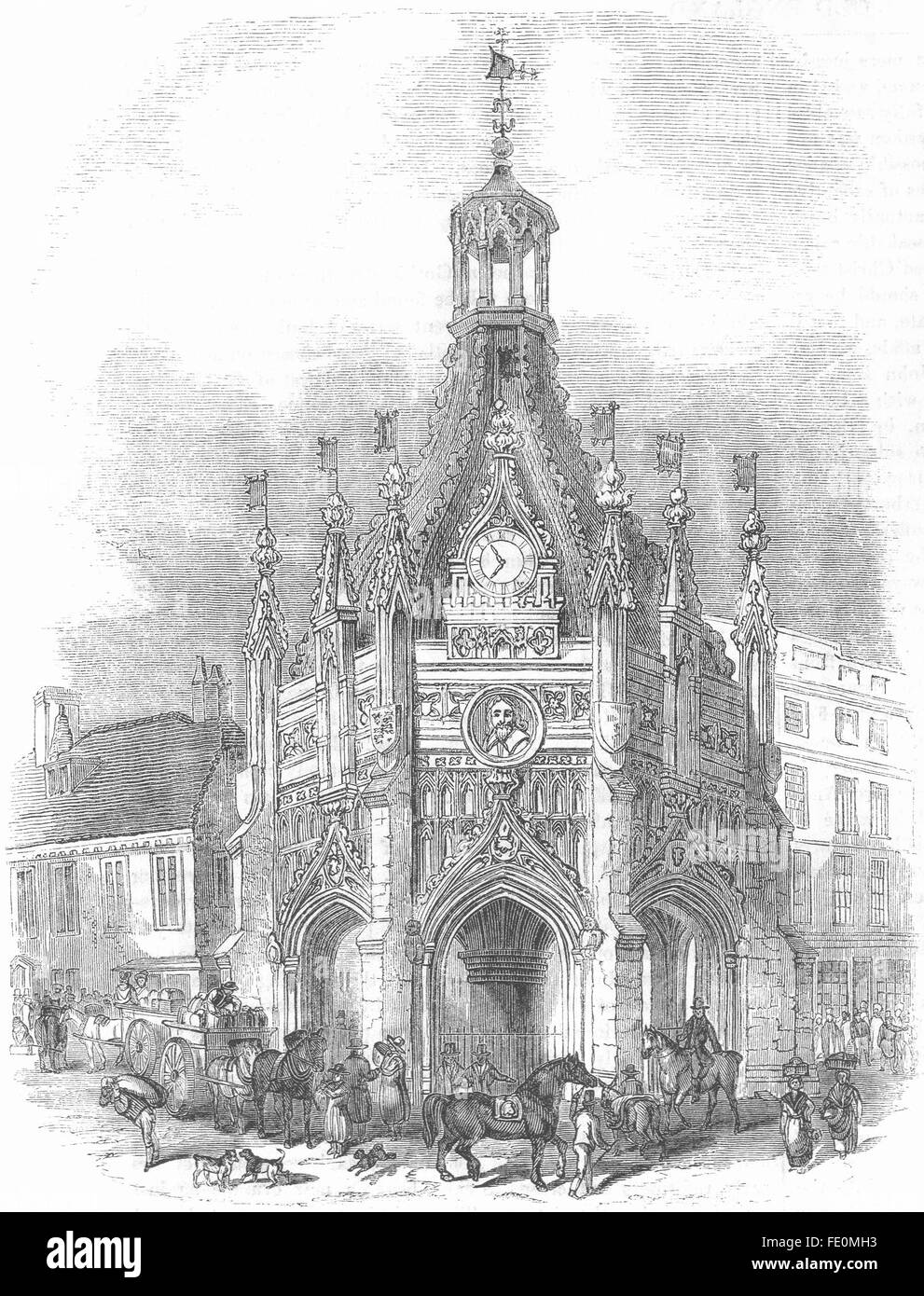SUSSEX: Chichester Market-cross, antique print 1845 Stock Photo