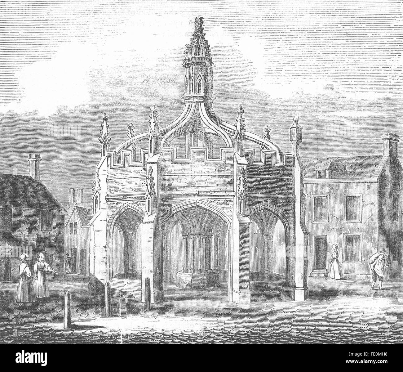 WILTS: Market-Cross at Malmesbury, antique print 1845 Stock Photo