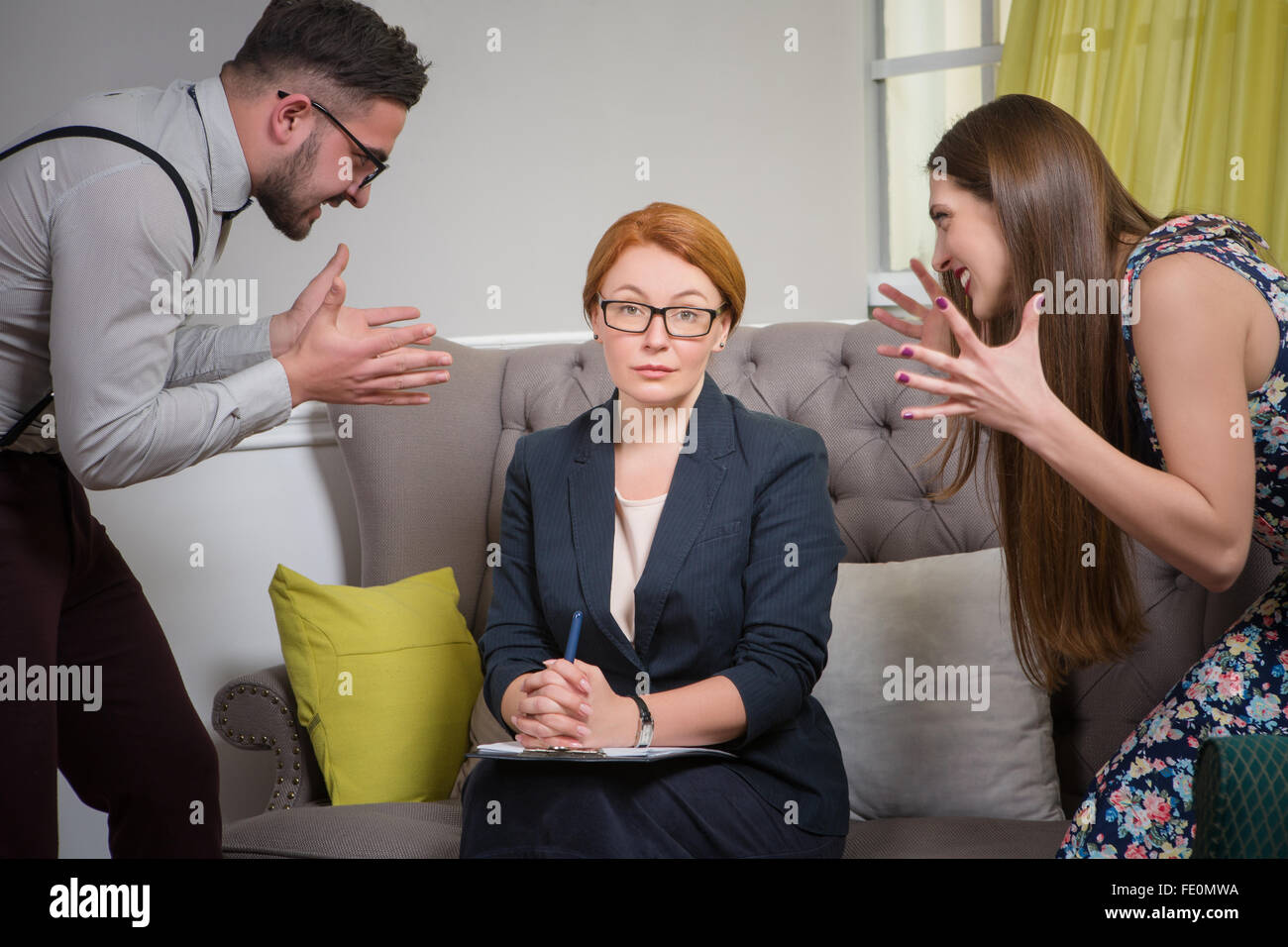 Couple at the psychotherapist Stock Photo