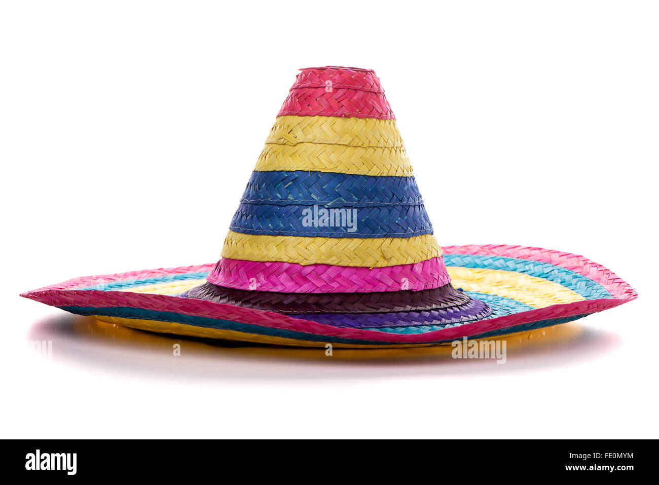 Colorful mexican sombrero on a white background. Stock Photo