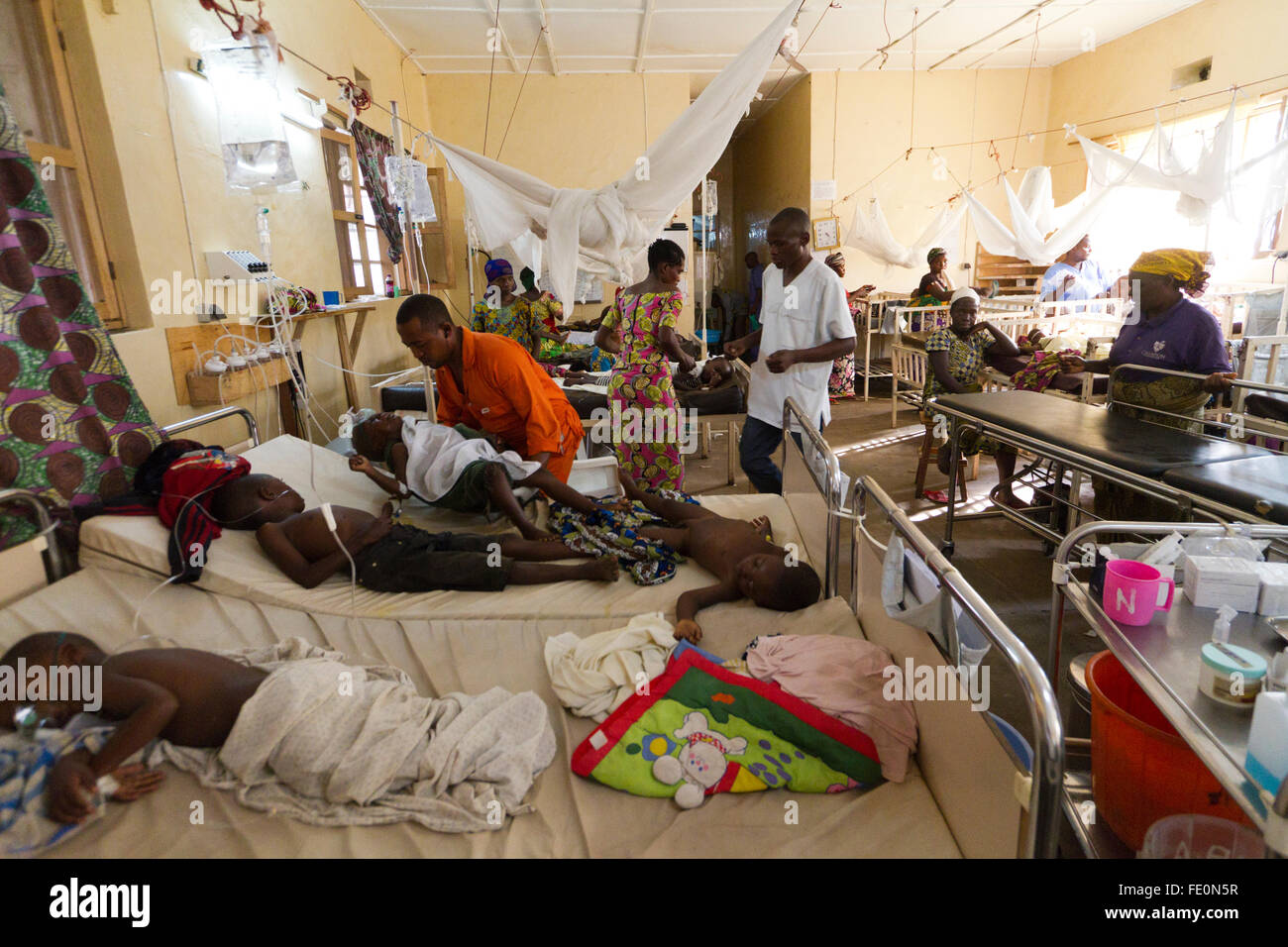 Pediatric care in the MSF hospital ,Rutshuru,North Kiwu ,DRC,Democratic Republic of Congo.Africa Stock Photo