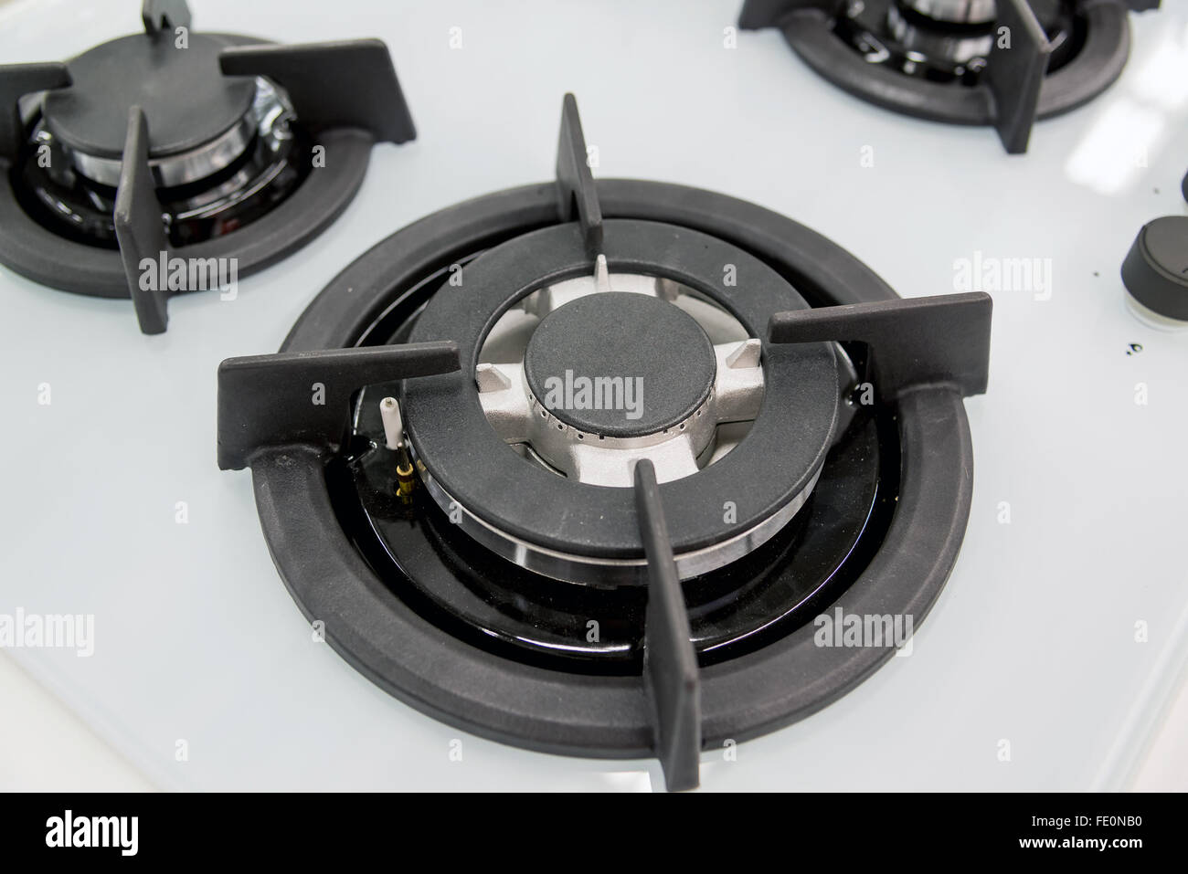 new gas burner cooker closeup Stock Photo Alamy