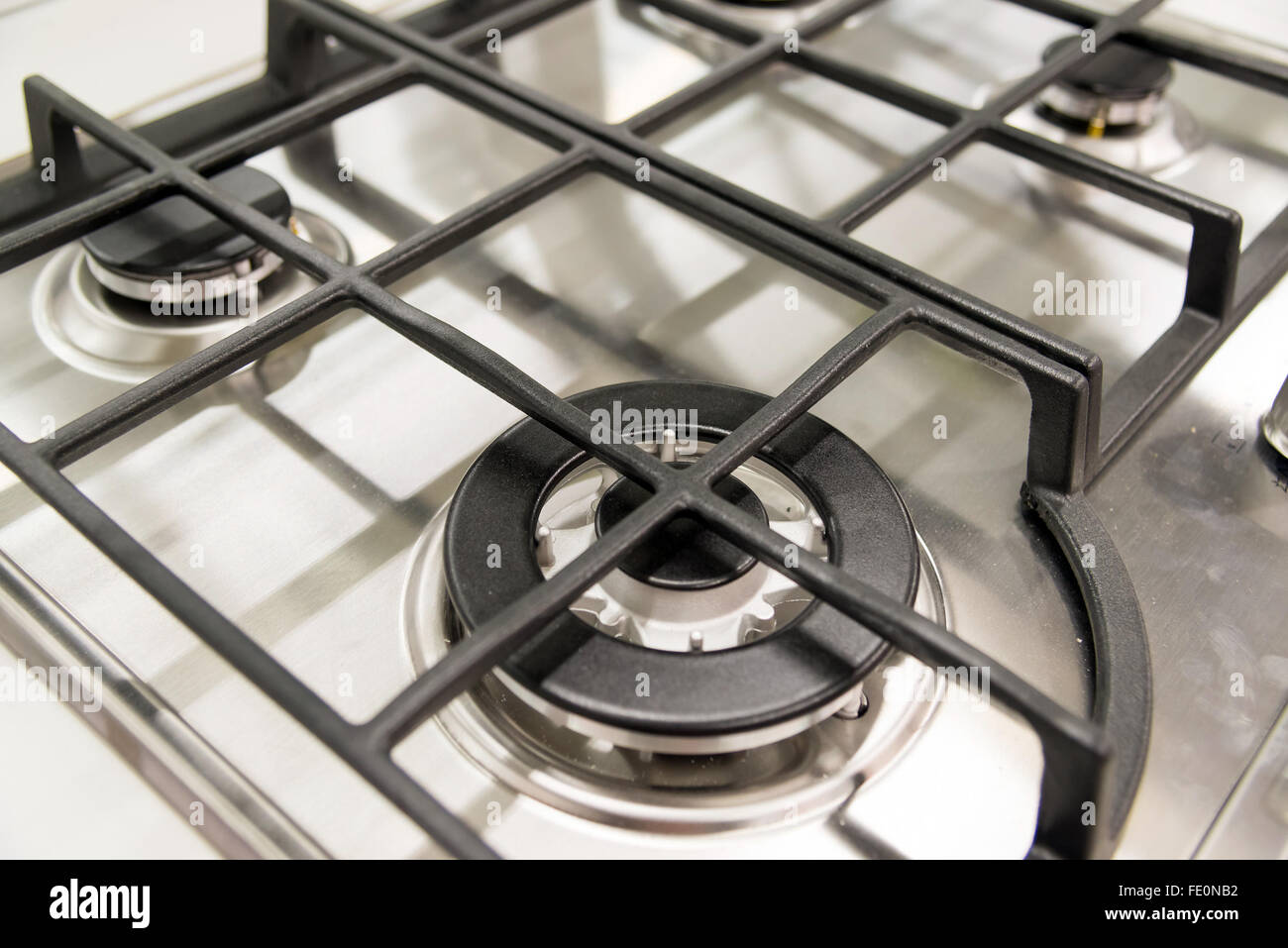 new gas burner cooker closeup Stock Photo Alamy