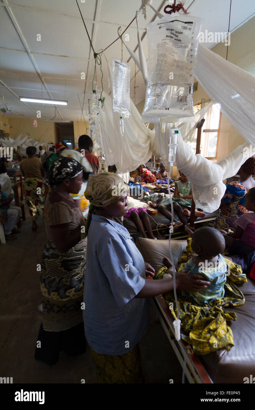 Pediatric care in the MSF hospital ,Rutshuru,North Kiwu ,DRC,Democratic Republic of Congo.Africa Stock Photo