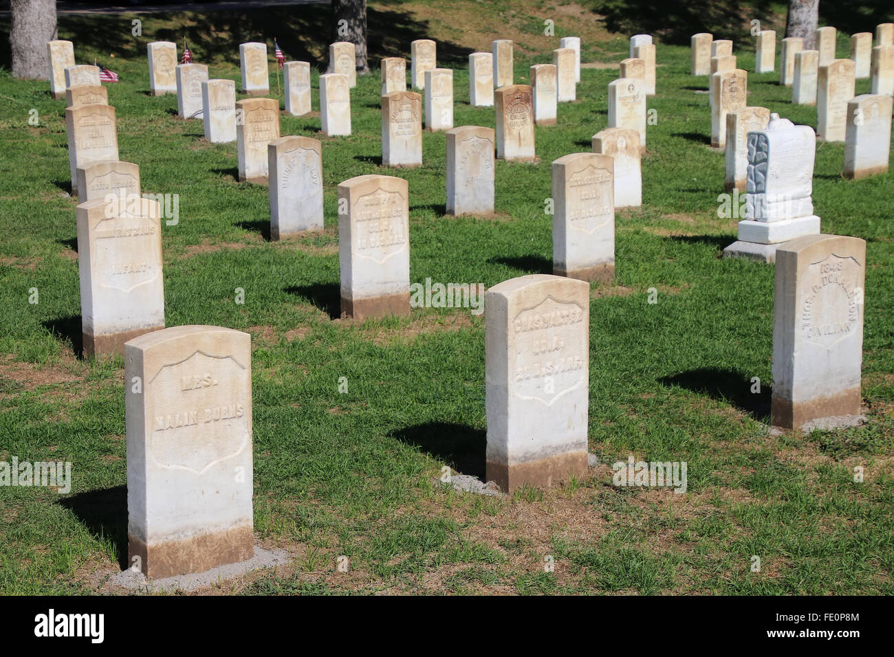 Custer National Cemetery at Little Bighorn Battlefield National Monument, Montana, USA. It preserves the site of the June 25 and Stock Photo