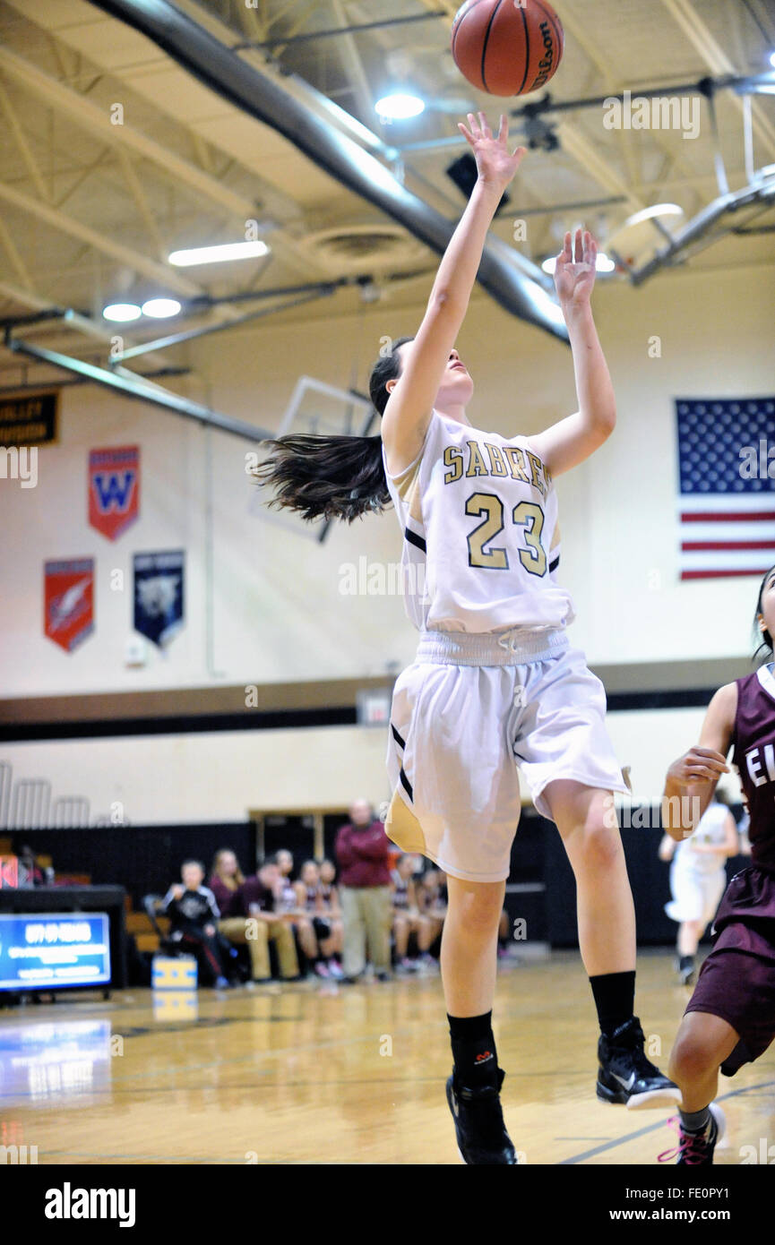 Basketball player shooting a basket hires stock photography and images