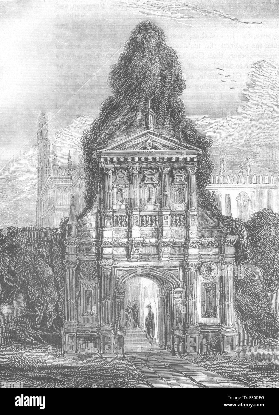 CAMBS: Caius Gate of honour, Cambridge, antique print 1845 Stock Photo