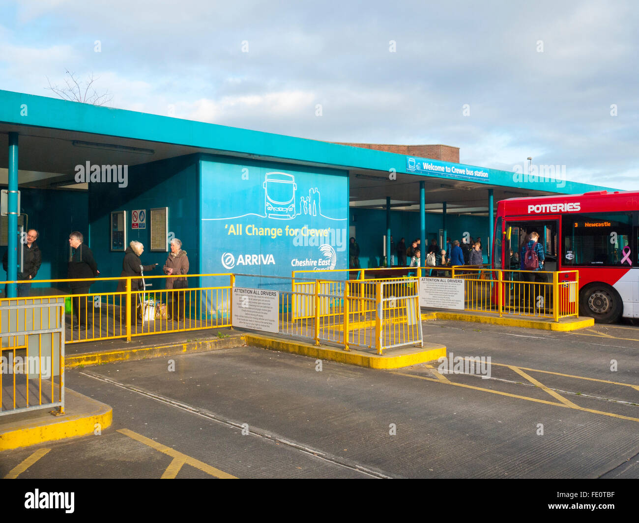 Bus station in Crewe Cheshire UK Stock Photo