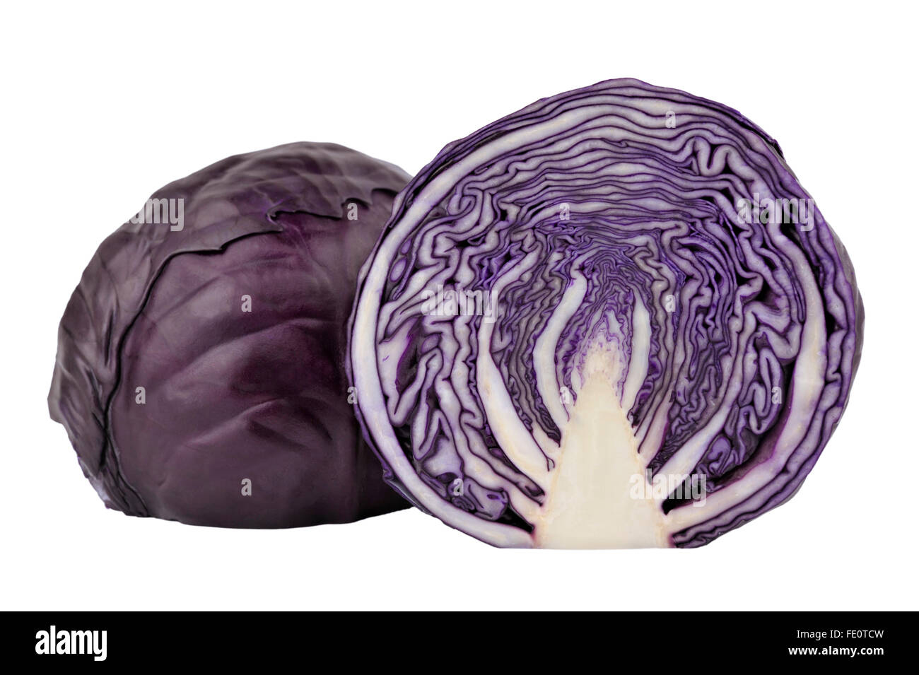Red or purple cabbage also known as red kraut or blue kraut. Stock Photo