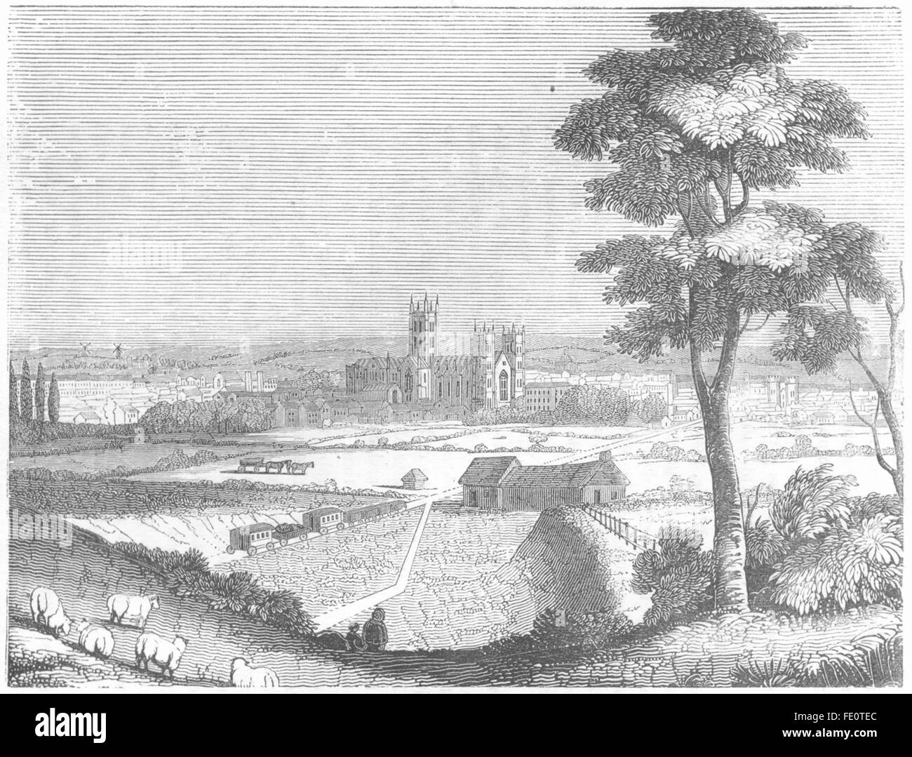 KENT: Canterbury, antique print 1845 Stock Photo