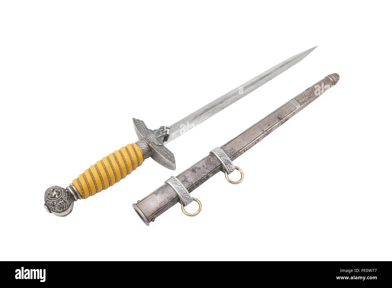Germany in the WW2. Standard dirk (dagger) of German officer (Luftwaffe) with scabbard. Stock Photo